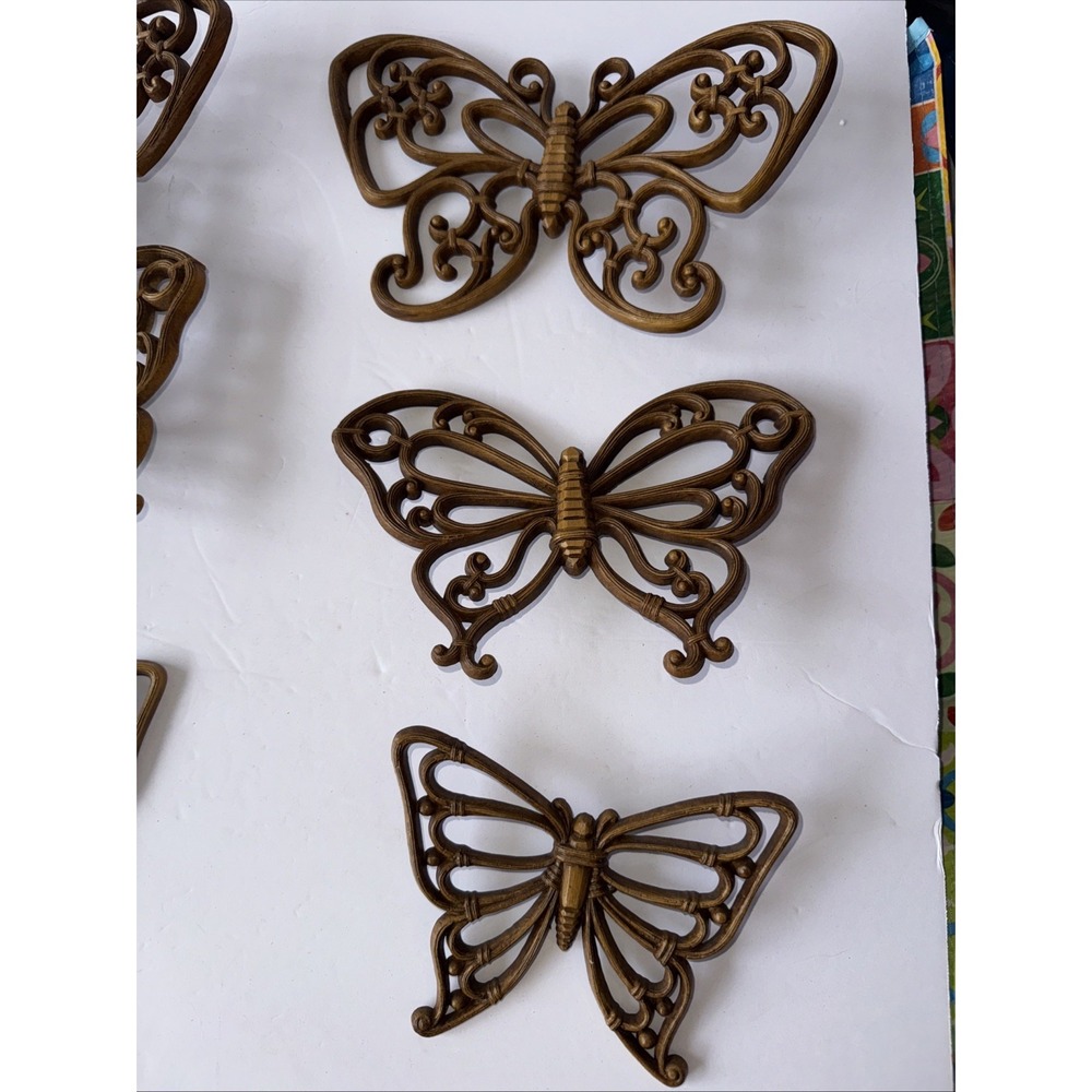 Vtg Syroco Butterfly WallDecor Plastic Resin Hang 1978 Retro Boho Brown 70s core